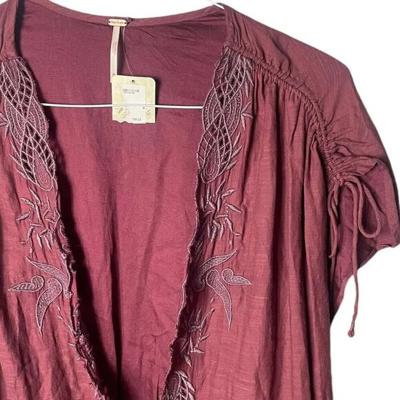 Free People Women’s Sz Medium Weila Romper New NWT Linen Embroidered Shorts - Picture 3 of 8